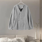 סט שני חלקים צמרי בעיצוב מלכותי חצאית מידי ובלייזר - Reina