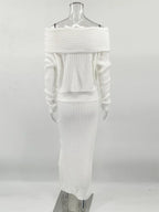 סט סריג שני חלקים חולצת כתפיים חשופות וחצאית מקסי - אילונה