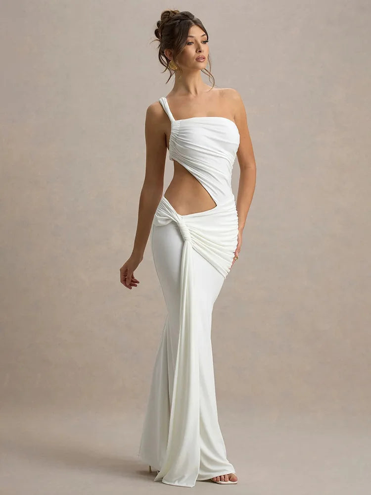 ASYRA - שמלת מקסי א-סימטרית עם כתף אחת וחיתוך פתוח