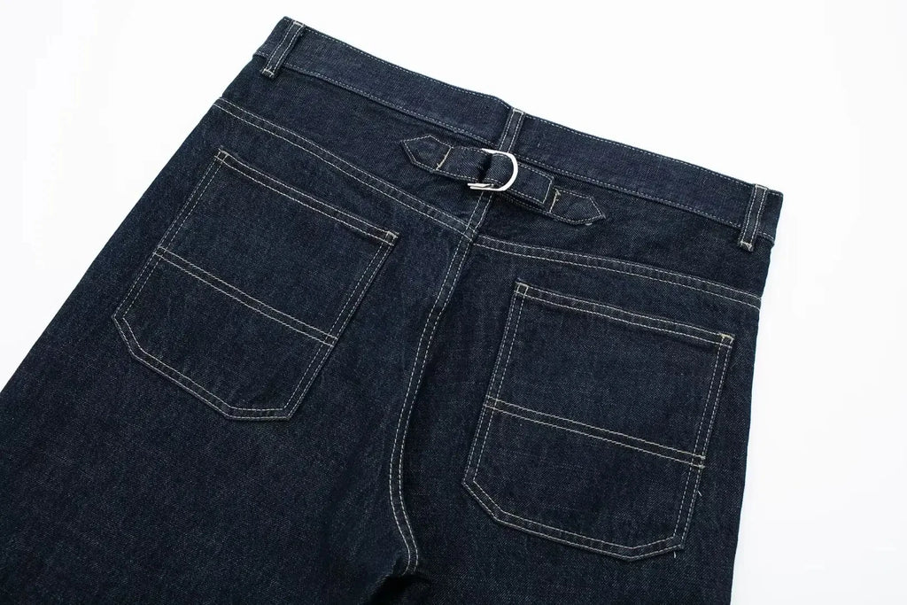DENIMÉ - סט ג’ינס כהה עם ג’קט קצר ומכנסיים רחבים בקיפול