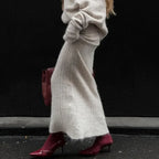 סט סריג שני חלקים חולצת כתפיים חשופות וחצאית מקסי - אילונה