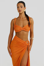 MILA - סט שני חלקים אלגנטי עם טופ סטרפלס וחצאית מקסי