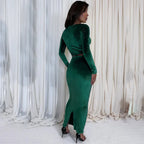 סט שני חלקים קטיפה חולצה וחצאית מקסי צמודה - מירנדה