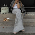 סט סריג שני חלקים חולצת כתפיים חשופות וחצאית מקסי - אילונה