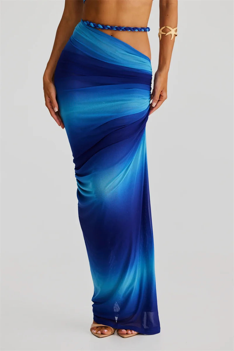 MILA - סט שני חלקים אלגנטי עם טופ סטרפלס וחצאית מקסי