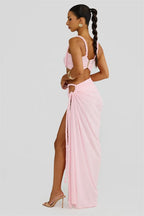 MILA - סט שני חלקים אלגנטי עם טופ סטרפלס וחצאית מקסי