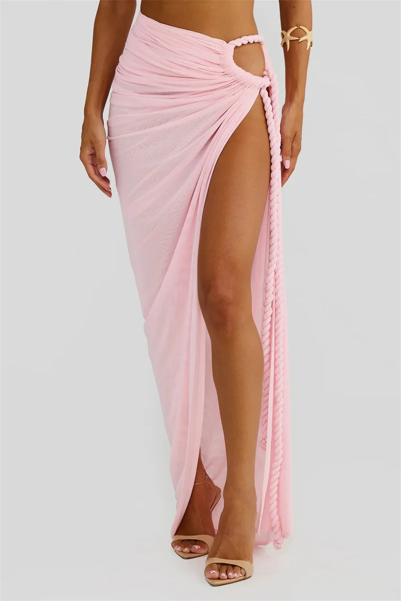 MILA - סט שני חלקים אלגנטי עם טופ סטרפלס וחצאית מקסי