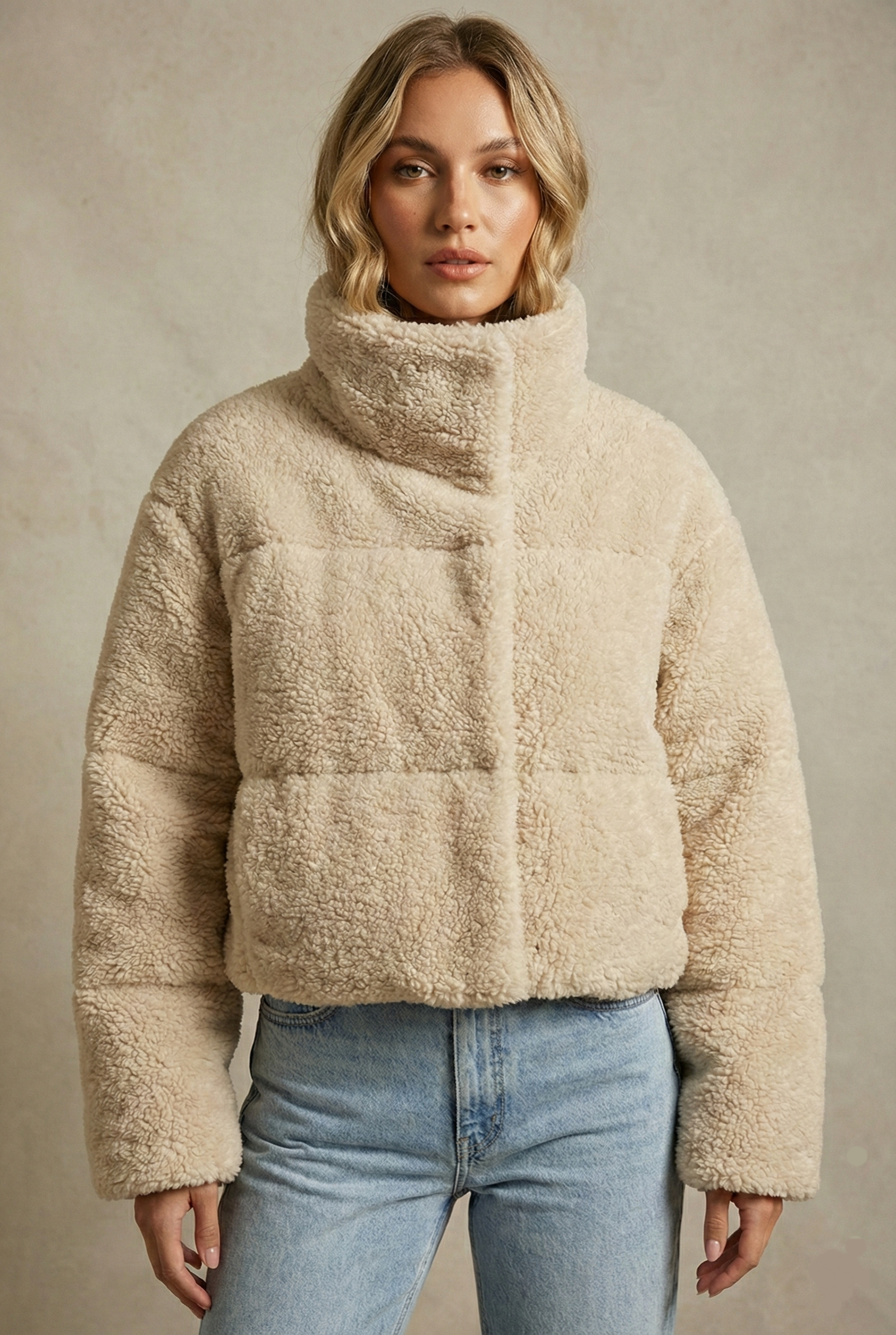 CAROL - מעיל קז’ואל עם מגע קטיפתי בגזרה משוחררת